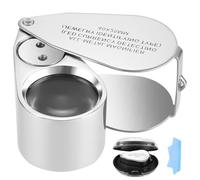 Lupa de joyería LED con 40 aumentos, lupa para joyas con luz UV, lupa plegable de metal, para joyas, monedas, relojes, billetes, sellos