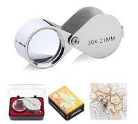 Lupa de joyería, lupa plegable de metal 30X, lupa de bolsillo, lupa pequeña de alta claridad y peso ligero, lupa de relojero, gafas de aumento para trabajo cercano, joyas, antigüedades, monedas