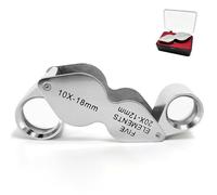 Lupa de joyero, 10x 20x Lupa joyería 2 Pulgadas Lupa de joyería Plegable de Metal Lupas de Joyero Lupa relojero Lentes manuales para Piedras Preciosas Diamantes Sellos Monedas