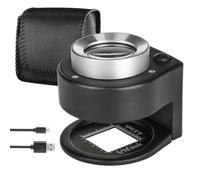 Lupa de Joyero 30X, Lupa de Bolsillo Recargable, 3 Luces LED y Luz UV, con Bolsa de Almacenamiento de Cuero para Joyas, Monedas, Sellos