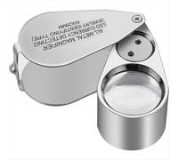 Lupa de joyero 40X con estructura metálica, lupa plegable con iluminación LED/UV para gemas y joyas.