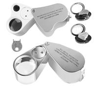 Lupa de joyero de 2 unidades, 30 x 40 x 60 x con LED y luz negra UV, lupa de bolsillo con luz para piedras preciosas, diamantes, joyas, rocas, sellos, modelos