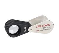 Lupa de Joyero Iluminada 20x, Lupa de Joyero Recargable, Lupa de Joyero Plegable, Lupa LED Triple con 6 LED y Luz UV para Gemas, Joyas, Monedas, Sellos, etc.