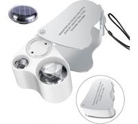 Lupa de joyero/relojero de 30 x 60, lámpara de aumento LED con escala de precisión, lupa de joyero/relojero con diamantes, grabados y pieza