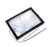 Lupa de Lectura 3X, Lupa de página Grande con 4 Luces LED, Lupa Rectangular Plegable y Manos Libres para Libros y Documentos, Uso Colgante en el Cuello o sobre una Base