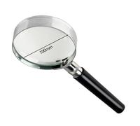 Lupa de mano con lente de vidrio óptico 5X y mango de marco de metal, opciones de diámetro de 75 mm, 90 mm, 100 mm para lectura, inspección, sellos, hogar, oficina, Tra (75 mm)