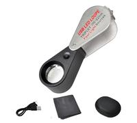 Lupa de mano de cristal 10X/20X/30X con luz LED para inspección, sellos de joyería, lupa de aumento