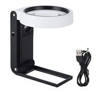 Lupa de Mano Multifuncional con Luz LED, Aumento 6X / 25X, Lentes Ópticos Plegables para Hogar y Reparaciones - Iluminación LED y UV, Diseño Plegable, Uso Versátil