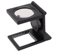 Lupa de metal plegable con luces LED, construcción de aleación de zinc totalmente metálica, lente iluminada con 2 LED para inspección de tela con escala, hogar y GA