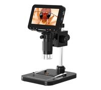 Lupa de microscopio de monedas con luz LED ajustable, vista de PC, microscopio digital LCD, 1-1000X, cámara estéreo USB, investigación biológica