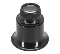 Lupa de ojo de 20 aumentos para reparación de relojes, inspección de joyas y sellos antiguos, herramienta de lupa óptica portátil con lente acrílica de plástico, color negro