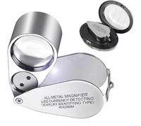 Lupa de ojo de joyero 40X, LED para joyería lupa de lupa plegable con caja, lupa de ojo de joyero para evaluación de Gema Diamante Moneda Sello