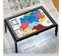 Lupa de página completa 3X, gran tamaño A4, manos libres, 3 lupas con 4 luces LED, lámpara de escritorio de mesa, lupa de lectura, lupa rectangular plegable de página completa