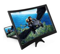 Lupa de pantalla curva de 12" para celular, ideal para películas, videos y juegos. Soporte plegable.