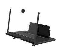 Lupa de pantalla de teléfono de 12 pulgadas con soporte plegable, ampliador de proyector HD 3D para películas y juegos, protección ocular, negro