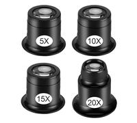 Lupa de Relojero Profesional Conjunto de 4 Lupas con Aumento 5X/10X/15X/20X Lupa para Joyería/Relojería/Reparación de Alta Precisión - Diseño Ergonómico y Portátil con Estuche Protector