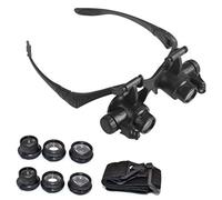 Lupa de reparación de reloj de joyería de cristal con 2 luces LED, 6 lentes intercambiables, lupa para la cabeza. Se recomienda utilizar un solo ojo para ver en el área solo porque el enfoque lo hará