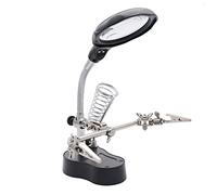 Lupa de soldadura con lámpara LED que ayuda a las manos de pie 3.5 x 12 dispositivos de sujeción de soldadura con pinzas de cocodrilo para montaje, reparación, modelado, manualidades MG16126-A