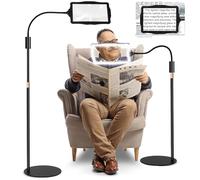 Lupa de suelo manos libres, con luz y soporte, 3 modos de luz, lupa de suelo recargable, adecuada para leer, costura, manualidades, bordado, trabajo cercano. Lupas para personas mayores