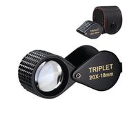 Lupa de Tres Aumentos 20x Lupa Portátil para Gemas Lente Óptica de 18 mm Diseño Plegable, Caja Metálica Duradera, Funcionamiento sin Pilas para Joyeros, Gemólogos, Coleccionistas