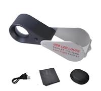 Lupa de vidrio 10X/20X/30X de inspección de mano con luz LED para lentes colectoras de sellos