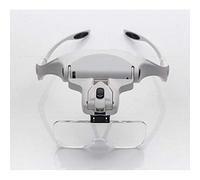 Lupa de vidrio montada en la cabeza, lupa con luz LED para usar en la cabeza, con 5 anteojos intercambiables, para el mantenimiento de los trabajadores Lectura para ancianos