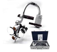 Lupa Dental 3.5x con Luz, Lupa Binocular Montada en Cabeza, Luz LED para Lupas Dentales, Lentes de Aumento para Dentista o Cosmética(Silver)