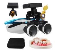 Lupa Dentale 2.5X/3.5X Con InaláMbricas Faro Para Laboratorio Dental,Lupas Binoculares Dentales Con Luz Led Frontal De 5 W,Distancia De Trabajo: 320-420 Mm,Brillo Ajustable En 4 Niveles Blue-3.5X