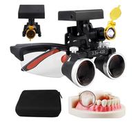 Lupa Dentale 2.5X/3.5X Con InaláMbricas Faro Para Laboratorio Dental,Lupas Binoculares Dentales Con Luz Led Frontal De 5 W,Distancia De Trabajo: 320-420 Mm,Brillo Ajustable En 4 Niveles Black-3.5X