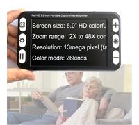 Lupa digital de video portátil, ayuda de visión electrónica portátil de mano de 5 pulgadas, lupa de lectura digital con zoom 2X-48X, 26 modos de color, 4 niveles for brillo