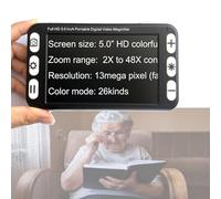 Lupa digital portátil, ayuda de lectura electrónica de 5 pulgadas, lupa de vídeo digital 2X-48X, con 26 modos de color, for baja visión, daltonismo, ambliopía