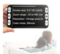 Lupa digital portátil de 5 pulgadas: lupa de vídeo electrónica con zoom de 2X a 48X, 26 modos de color, recargable, instantánea congelada, almacenamiento de tarjeta TF, ayuda de lectura for libros