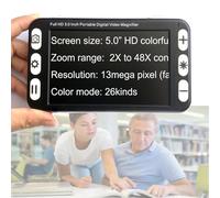 Lupa digital portátil, lupa de vídeo electrónica HD de 5 pulgadas for ayuda de lectura electrónica 2X - 48X con lente dual cercana y lejana de 13 MP, modo de 26 colores, salida AV/HDMI