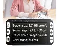 Lupa electrónica digital de 5 pulgadas, zoom de 2X-48X, lupa de video digital portátil, pantalla LCD, ayuda de video para personas con discapacidad visual, baja visión, daltonismo, ambliopía,Black