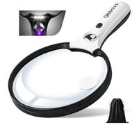Lupa Grande con luz, 10 x 20 x 45 X de Mano con 3 Luces LED, 1 Bolsa de Almacenamiento de luz UV, paño de Limpieza para Personas Mayores de Lectura e inspección