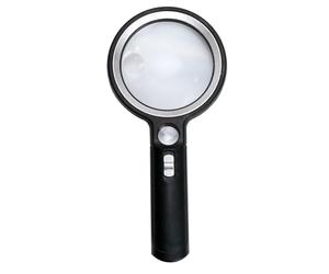 Lupa Grande Lupa de Lectura de Mano 5X Gafas Grandes de Mano Lupa Iluminada con 12 LED para Degeneración Macular Personas Mayores Lectura Inspección Monedas Joyería (BLACK)