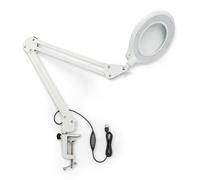 Lupa LED con luz de trabajo de 1000 lúmenes: lente de cristal de 105 mm y 3 dioptrías, brazo giratorio, color de luz ajustable, abrazadera de mesa. Ideal para trabajos de precisión.