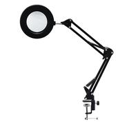 Lupa LED de Brazo Flexible, Lupa 10X con Luz LED Brillo de Brazo Flexible Luz de Banco de Trabajo Ajustable de 3 Colores con Clip (Negro)
