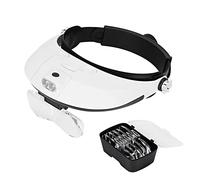 Lupa LED manos libres con luz diadema, zoom 1X-3.5X, 6 lentes desmontables, ideal para joyería y reparación de relojes