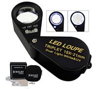 Lupa LED UV de 21 mm, Lente triplete de Cristal óptico, Herramienta de Lupa de Bolsillo, joyero, filatelista, Moneda numismática