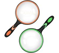 Lupa lupas de Lectura de Mano de 100 mm Paquete de 2 Lupa con Mango de Goma Suave Antideslizante, Espejo de Aumento inastillable para Lectura, reparación de observación(Verde+Naranja)