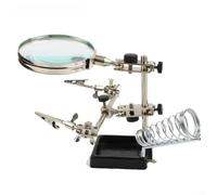 Lupa óptica 3X con base de abrazadera de resorte para soldadura, grabado, bordado, diámetro de lente de 90 mm, movimiento de rango completo, metal de grado industrial