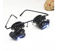 Lupa para Anteojos,20 Aumentos para Reloj,Lupas para Joyería con Luz LED,Copas para los Ojos,Lupa Giratoria Montada en la Cabeza Giratoria de 180 Grados,para Reparador de Relojes,Trabajadores de