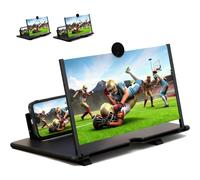 Lupa para pantalla de teléfono 3D HD de 12", soporte plegable y amplificador, compatible con todos los smartphones (negro)