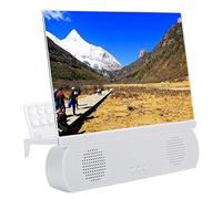 Lupa para pantalla de teléfono móvil, amplificador de video, 10 pulgadas, 3800 mAh, ABS + material acrílico, expansor de pantalla, con altavoz Bluetooth, para el hogar al aire libre(blanco)