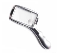 Lupa rectangular de 65 x 110 mm con lente óptica acrílica mango ergonómico doble aumento para lectura reparación análisis visual detallado plata