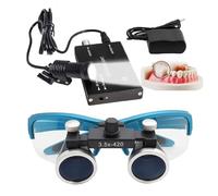 Lupas Binoculares Dentales, Aumento De 2,5X/3,5X, Distancia De Trabajo De 420 Mm,Gafas De Seguridad,Lupa QuirúRgica Dental Ultraligera,con Linterna Frontal InaláMbrica De 5 W Y Filtro. Blue-3.5X