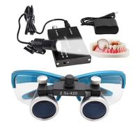 Lupas Binoculares Dentales, Aumento De 2,5X/3,5X, Distancia De Trabajo De 420 Mm,Gafas De Seguridad,Lupa QuirúRgica Dental Ultraligera,con Linterna Frontal InaláMbrica De 5 W Y Filtro. Blue-2.5X