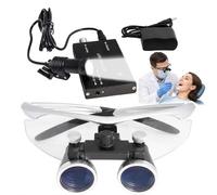 Lupas Binoculares Dentales Con Luz LED Frontal Inalámbrica, Gafas Con Aumento De 2.5X Y 3.5X Y Distancia De Trabajo De 420mm, Gafas De Aumento Ajustables Para Laboratorio(Silver,3.5X)