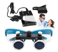 Lupas Binoculares Dentales Con Luz LED Frontal Inalámbrica, Gafas Con Aumento De 2.5X Y 3.5X Y Distancia De Trabajo De 420mm, Gafas De Aumento Ajustables Para Laboratorio(Blue,2.5X)